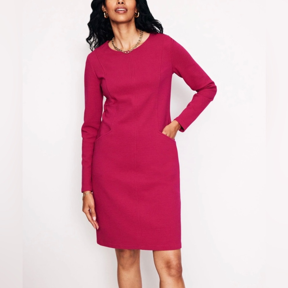Boden Ellen Ottoman Shift Dress Women Size 4 Fuschia Pink Preppy Office